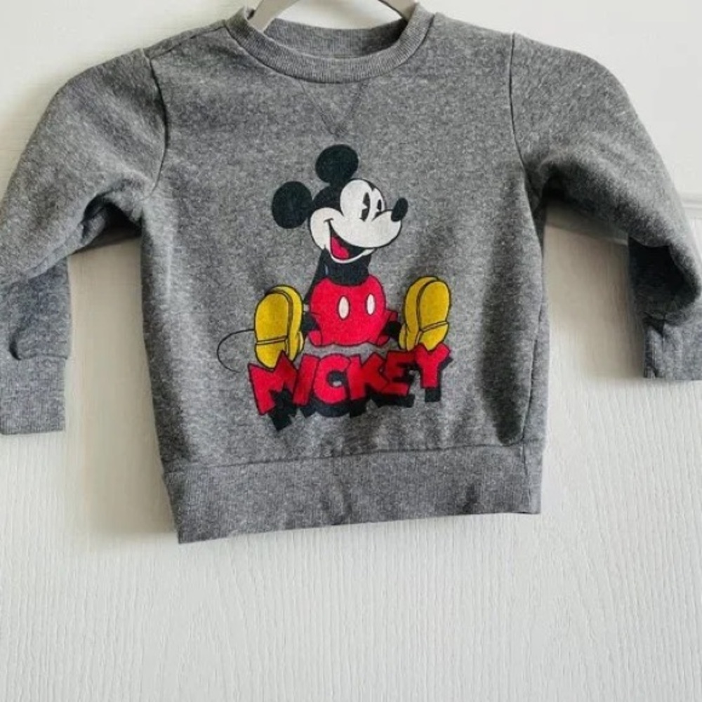 Disney Gray and Red Mickey Mouse Sweatshirt